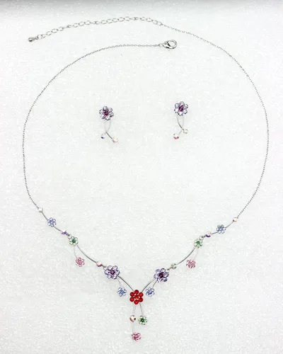 Vista 2 de Faship - Precioso juego de collar y aretes con diamantes de imitación