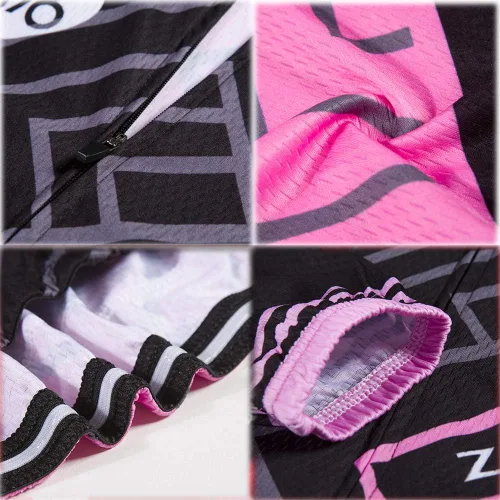 Vista 5 de ZEROBIKE Conjunto de pantalones de malla con relleno de gel 3D para mujer, transpirable, de manga larga, con protección UV