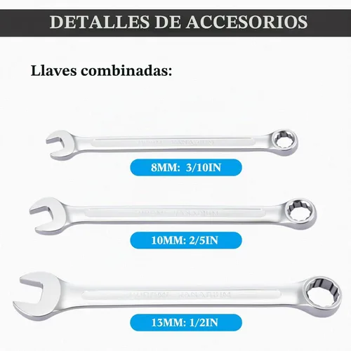 Vista 4 de Kit de Herramientas de Motocross de 26 Piezas Incluye Llave Combinada, Broca Hexagonal, Brocas, Manga, Destornillador, Controlador de Mango en T