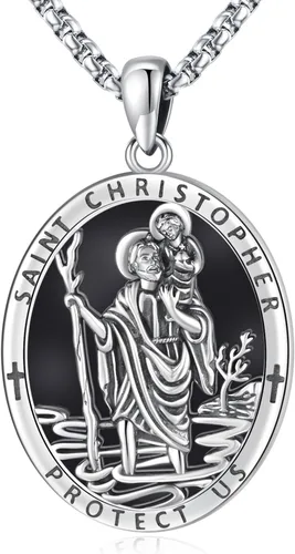 Vista 11 de Collar de San Patrono de Plata de Ley 925 St 01-Virgen María-Oro