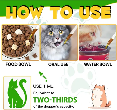 Vista 7 de Alivio del estreñimiento del gato, 2 onzas líquidas, laxante 100% natural para gatos con 6 probióticos para el estreñimiento, promueve la salud