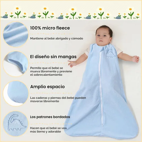 Vista 2 de PHF Saco de dormir cálido de microforro polar para bebé de 0 a 6 meses, manta suave para bebé, sacos de dormir con cremallera de 2 vías, paquete