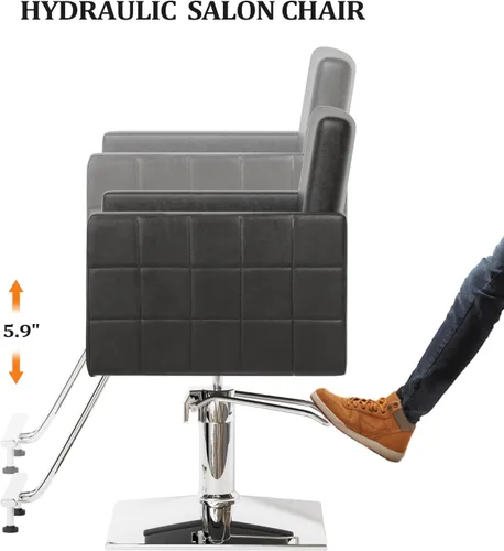 Vista 8 de Bonnlo Silla de peluquería para estilista de peluquería de asiento ancho, silla de peluquería hidráulica con reposapiés de acero inoxidable, silla