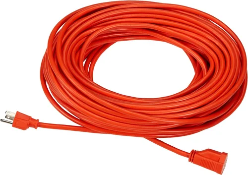 Vista 6 de Amazon Basics Cable de extensión de 50 pies de 3 clavijas para interiores y exteriores, resistente, 13 amperios, 1625 vatios, 125 VAC, naranja