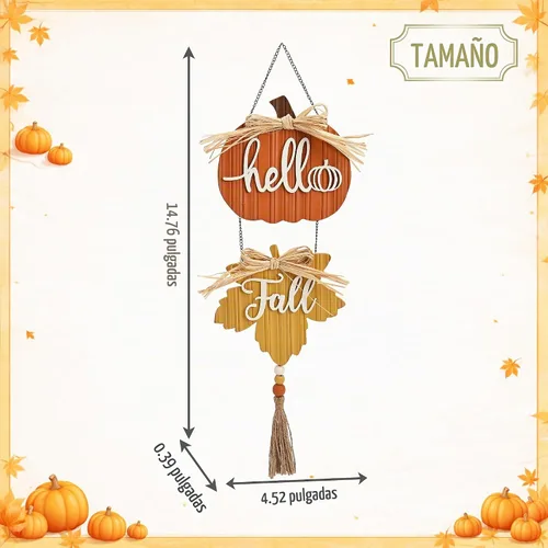 Vista 5 de Valery Madelyn Decoraciones de otoño para el hogar, decoración de pared de otoño con calabaza y hoja de arce, coronas rústicas de otoño, decoración