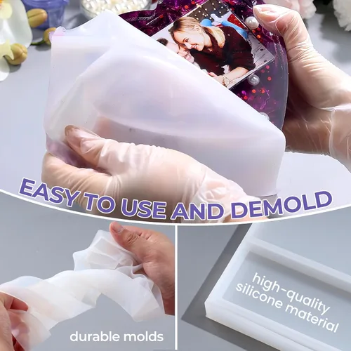 Vista 7 de LET'S RESIN Moldes de resina para marco de fotos, moldes de silicona grandes y únicos para marco de fotos, moldes epoxi en forma de rectángulo