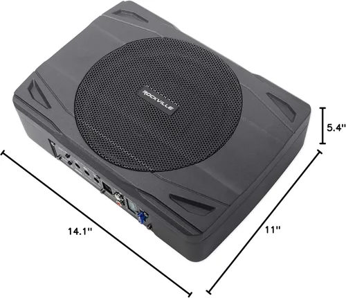 Vista 10 de Rockville SS8P Paquete: Subwoofer de 8 pulgadas, 400 W, delgado, bajo el asiento, para coche/camión, alimentado activamente, Kit de instalación