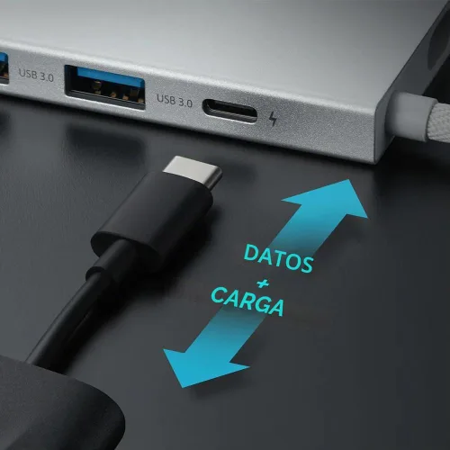 Vista 5 de Xiaomi Hub 5 en 1 tipo C, pantalla dual, admite resolución 4KUHD, carga rápida PD100W, USB de alta velocidad 3.0x3, puerto HDMI tipo C