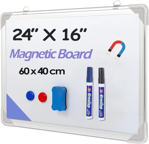 Vista 6 de Pizarra blanca con mensaje de 20 x 14 pulgadas (19.7 in x 13.8 in), pequeño calendario magnético de borrado en seco para pared, portátil
