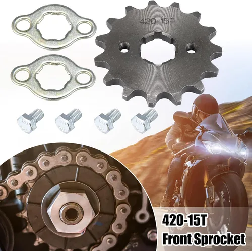Vista 2 de Motoforti Piñón delantero de motor de motocicleta 420 15T 0.787 in para Honda 50cc 70cc 90cc 110cc 125cc Dirt Pit Bike Mini Bike ATV