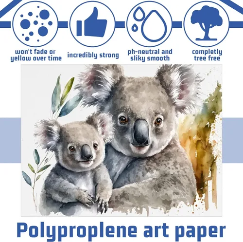 Vista 3 de Crtiin 200 hojas de papel de acuarela de 3 tamaños a granel, 5.64 oz, papel de dibujo blanco para acuarelistas, principiantes, manualidades