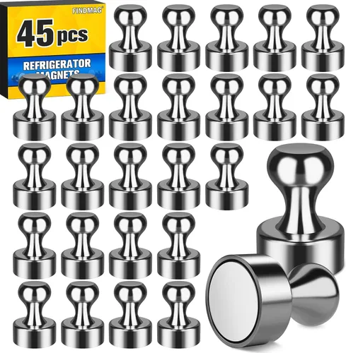 Vista 15 de FINDMAG Paquete de 16 pines magnéticos, imanes fuertes para nevera, imanes de borrado en seco para pizarra blanca, oficina, accesorios de casillero