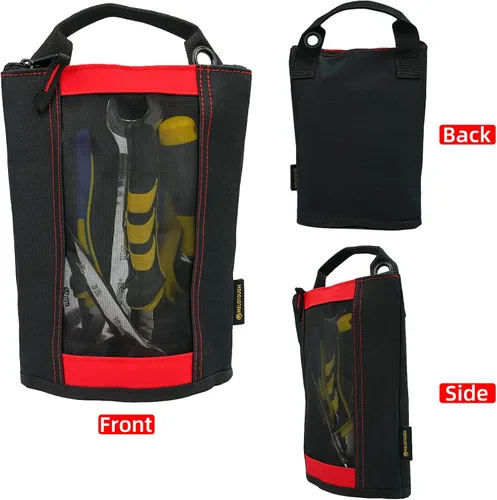 Vista 4 de MELOTOUGH Bolsa de sujeción, bolsa de herramientas de lona con cremallera, ventana de malla resistente, ojales colgantes