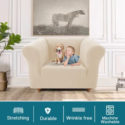 Vista 2 de Turquoize Funda elástica para silla estilo Chesterfield para sala de estar, 1 pieza, funda de sofá suave y antideslizante con tela jacquard gruesa