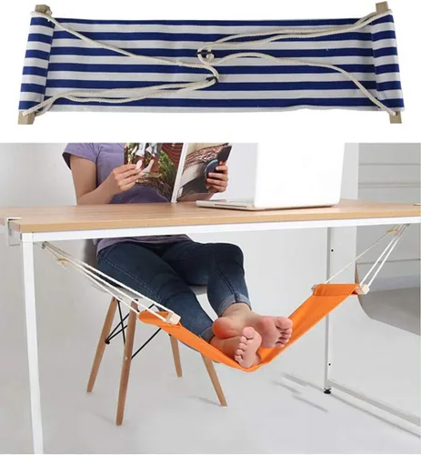 Vista 13 de Home-organizer Tech - Hamaca ajustable portátil para escritorio de esquina, oficina, reposapiés, mini hamaca para debajo del escritorio, hamaca