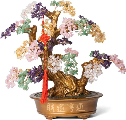 Vista 10 de Árbol de Amatista Natural Grande, Árbol Bonsái de Cristal de Amatista de 14 Pulgadas (Cuenta de 1251 Piedras Preciosas) Árbol de Chakra