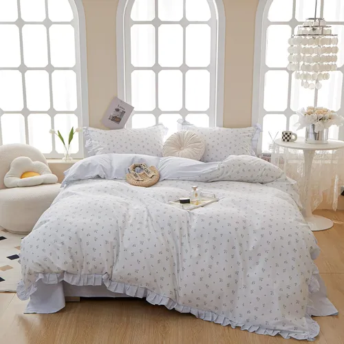 Vista 8 de Juego de funda de edredón con estampado floral estético, tamaño individual XL, acogedor juego de ropa de cama de algodón, tamaño individual XL