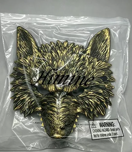 Vista 2 de Himine - Máscara de cabeza de lobo gris para Halloween