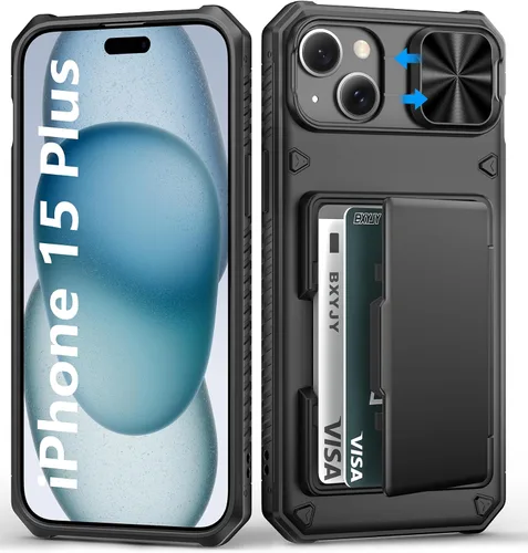 Vista 65 de BXYJY Funda tipo cartera para iPhone 15 Pro, tarjetero (4-5 tarjetas)