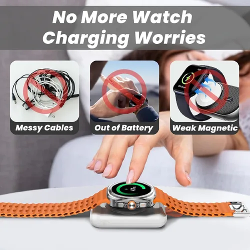 Vista 5 de Cargador para Samsung Galaxy Watch, 1800mAh Cargador magnético de viaje portátil para Samsung Galaxy Watch 8/8 Classic/Ultra/7/6/6