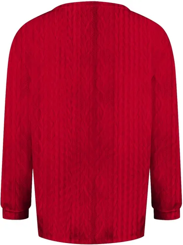 Vista 4 de GIANTHONG Women's Long Sleeve Crewneck Oversized Sweatshirts Button Soft Comfort Pullover Fashion Casual Cotton Clothes Tops