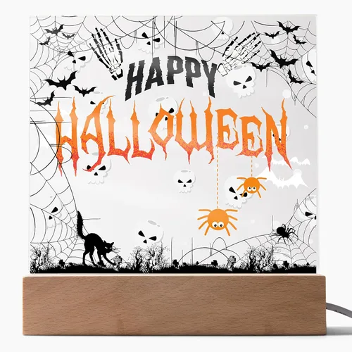 Vista 16 de Lámpara de Halloween espeluznante con decoración de luz nocturna con temática de araña y esqueleto, escena de castillo fantasma para una experiencia