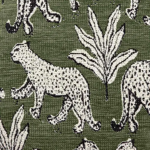 Vista 6 de Tov Furniture Dex otomana jacquard de leopardo verde oliva