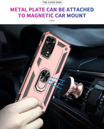 Vista 5 de Funda para Xiaomi Redmi Note 11 Pro con protector de pantalla, función atril de protección resistente de doble capa a prueba de golpes, funda