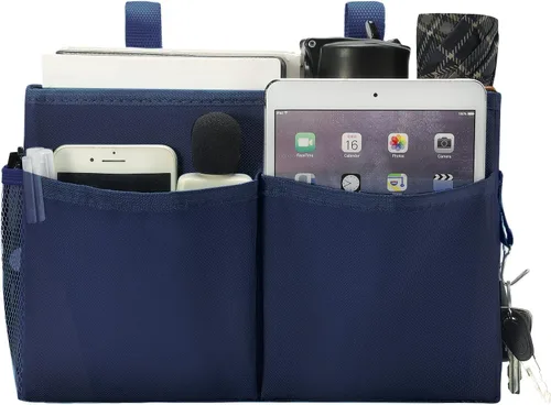 Vista 20 de Bseash Organizador de litera, organizador de cama colgante para mesita de noche, bolsa de almacenamiento con 4 bolsillos y 2 ganchos