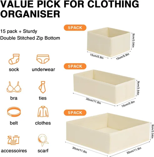Vista 3 de DIMJ Organizador de cajones para ropa, paquete de 6 unidades, organizadores plegables para bebé, organizador de almacenamiento y cómoda