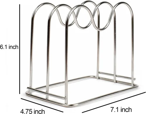 Vista 3 de LENITH Soporte para tabla de cortar de alambre de acero inoxidable, organizador de tabla de cortar para cocina con 2 seccionales