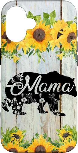 Vista 32 de Mama Bear Rustic Woodgrain Sunflowers Farmhouse Country Mom Case for iPhone 17