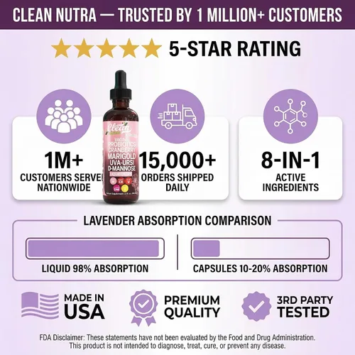 Vista 8 de Clean Nutraceuticals VBiotic - Probiótico vaginal para mujer, gotas líquidas Cranberry Uva Ursi Cola de caballo D-Manosa Prebióticos Caléndula