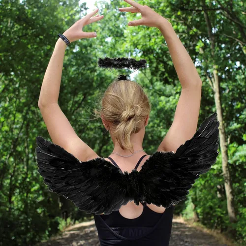 Vista 6 de Angel Wings and Halo Adult Feather Angel Wings Costume for Women Halloween Cosplay Costumes