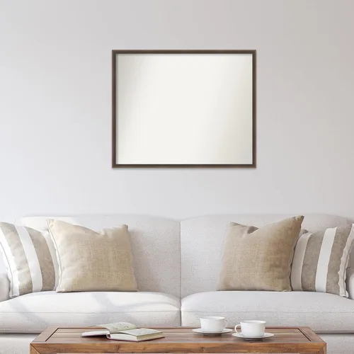 Vista 4 de Amanti Art Brown Bathroom Mirror for Over Sink, 27x33 Custom Made Hardwood Wedge Mocha Rectangle Vanity Mirror, Large Modern Wood Frame, Hangs