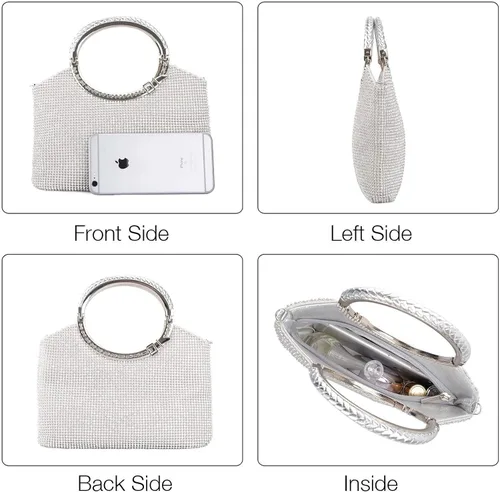 Vista 4 de LIFEWISH Bolsos de noche con diamantes de imitación de cristal para mujer, bolsos de mano brillantes para graduación, cóctel, fiesta, boda