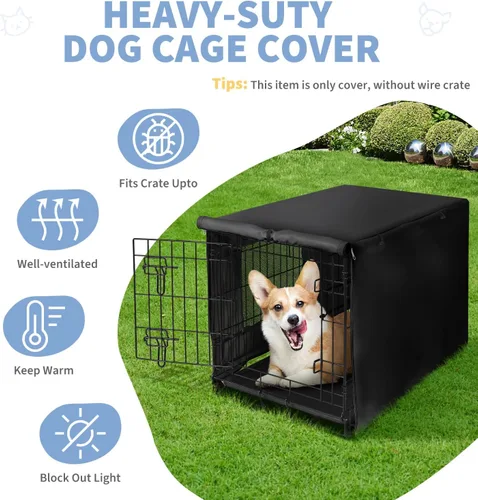 Vista 5 de X-ZONE PET - Funda impermeable para jaula de perro, 24 pulgadas, color negro con ventana