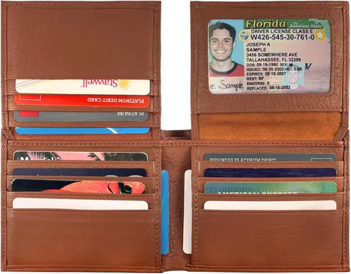 Vista 16 de Bullz RFID bloqueo de señal de protección contra robo de cuero grande grueso de seguridad para hombre cartera, Negro