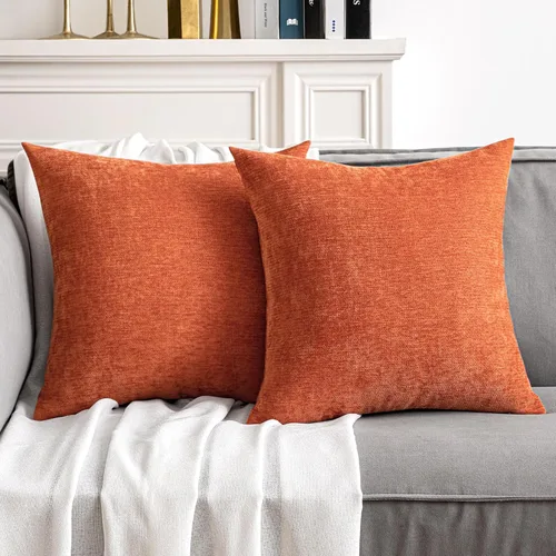 Vista 20 de MIULEE - Pack de 2 fundas de almohada decorativas beige de 16x16 pulgadas, cojines suaves de chenilla para sofá, fundas de cojín de estilo casa