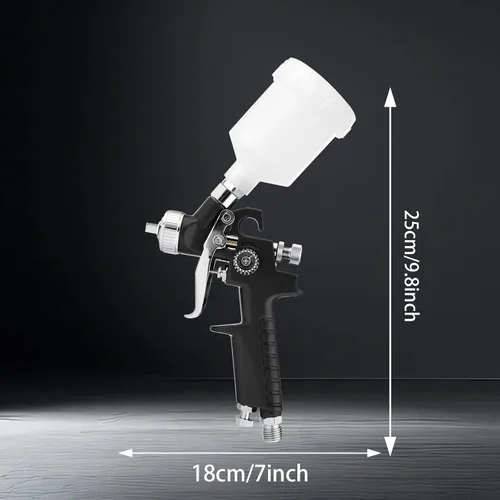 Vista 6 de Mini HVLP Pistola pulverizadora de aire en kit, con boquillas de 0.8mm y 1.0mm y taza de 125cc, pequeño pulverizador de pintura automotriz, pistolas