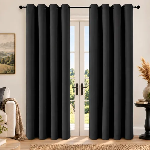 Vista 110 de Simplebrand Cortinas blancas puras de 96 pulgadas de largo para oscurecer la habitación, juego de 2 paneles para dormitorio/sala de estar, bloqueo