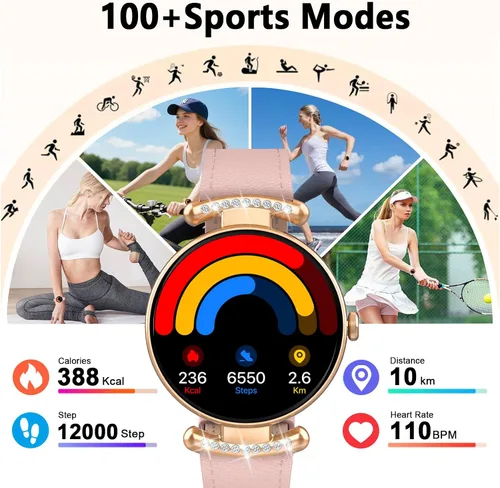 Vista 4 de Relojes para mujer, responder/hacer llamadas, reloj AMOLED de 1.32 pulgadas con pantalla ultra clara para mujer con frecuencia cardíaca, monitor