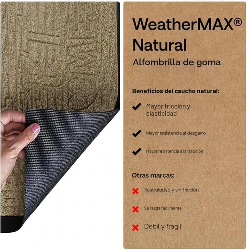 Vista 6 de Gorilla Grip - Tapete WeatherMax todo terreno 100% impermeable, caucho natural, resistente a manchas y decoloración, interior y exterior, fácil