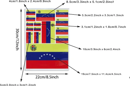Vista 2 de CANTENDO Paquete de 3 calcomanías de bandera de Venezuela, calcomanías reflectantes de vinilo para automóvil, calcomanías impermeables
