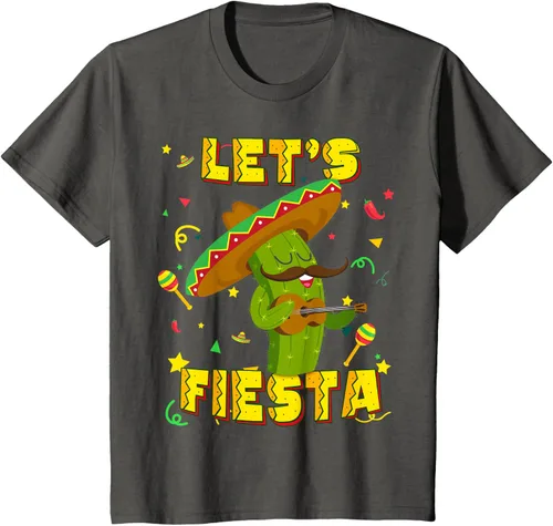 Vista 38 de Cinco De Mayo - Camiseta de regalo con sombrero de cactus Let's Fiesta, Negro, S