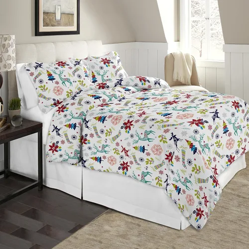 Vista 9 de Celeste Home Juego de edredón tamaño King y California King de 6.94 oz/m², cálido y acogedor, franela 100% algodón preencogido, extra suave, cómodo