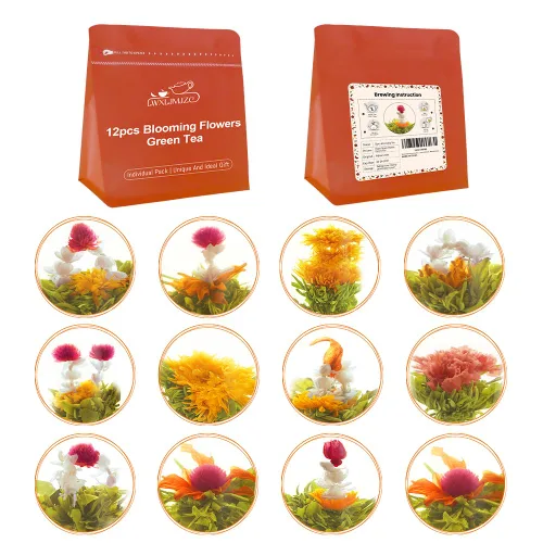 Vista 6 de LWXLJMJZC -Bi Tan Piao Xue Té verde jazmín Té chino de hoja suelta premium con flores fragantes de jazmín Perfecto para el disfrute diario
