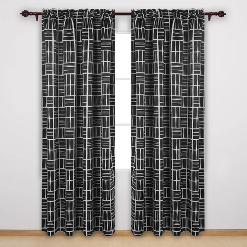 Vista 2 de Deconovo Paneles de cortina opacas con estampado de moda para sala de estar, 52 pulgadas de ancho x 95 pulgadas de largo, color negro