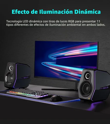 Vista 2 de HECATE G5000 Altavoces Bluetooth para juegos de computadora, altavoces de escritorio inalámbricos de audio de alta resolución, 88 W RMS alimentado