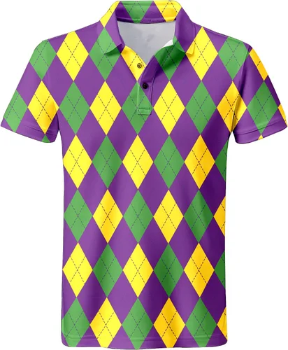 Vista 10 de Camisa de golf de los años 80 para hombre, ajuste seco, manga corta, estampada, divertidas, camisas de golf de los años 90 para hombre